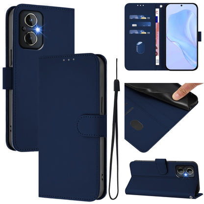 Skin Feel Solid Color Leather Phone Case with Lanyard, For OnePlus Nord N20 5G