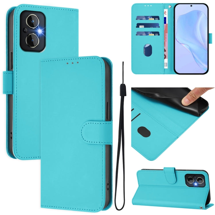 Skin Feel Solid Color Leather Phone Case with Lanyard, For OnePlus Nord N20 5G
