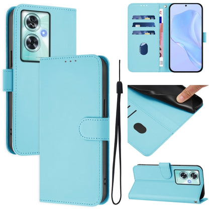 Skin Feel Solid Color Leather Phone Case with Lanyard, For OnePlus Nord N30 SE 5G