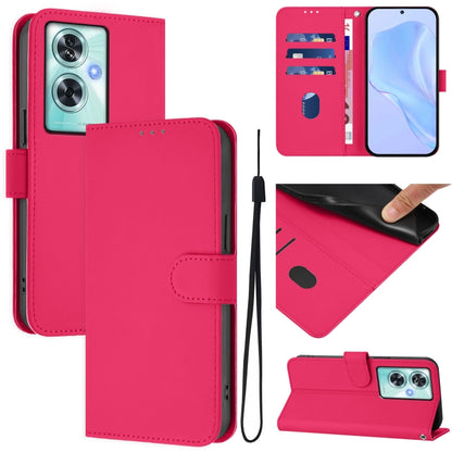 Skin Feel Solid Color Leather Phone Case with Lanyard, For OnePlus Nord N30 SE 5G