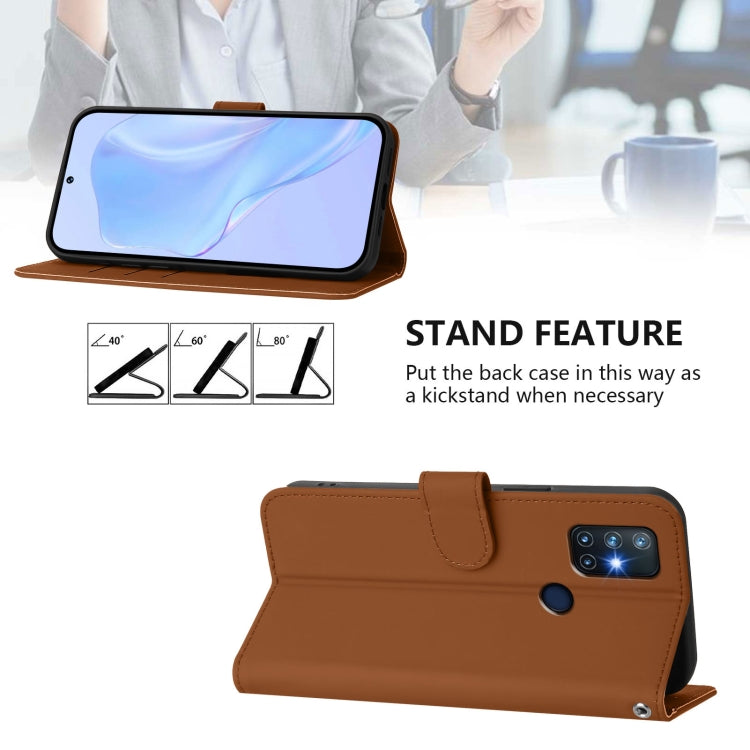 Skin Feel Solid Color Leather Phone Case with Lanyard, For OnePlus Nord N10 5G