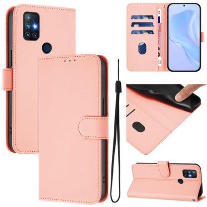 Skin Feel Solid Color Leather Phone Case with Lanyard, For OnePlus Nord N10 5G