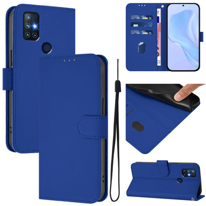 Skin Feel Solid Color Leather Phone Case with Lanyard, For OnePlus Nord N10 5G