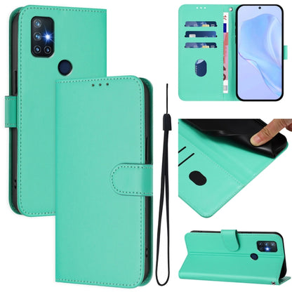 Skin Feel Solid Color Leather Phone Case with Lanyard, For OnePlus Nord N10 5G
