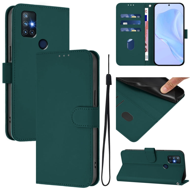 Skin Feel Solid Color Leather Phone Case with Lanyard, For OnePlus Nord N10 5G