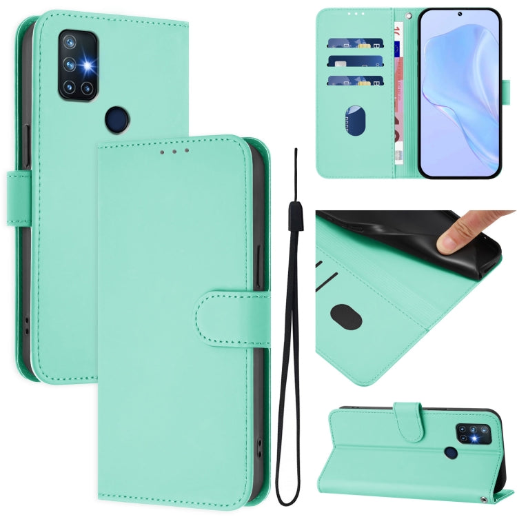 Skin Feel Solid Color Leather Phone Case with Lanyard, For OnePlus Nord N10 5G