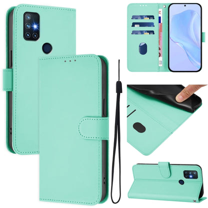 Skin Feel Solid Color Leather Phone Case with Lanyard, For OnePlus Nord N10 5G