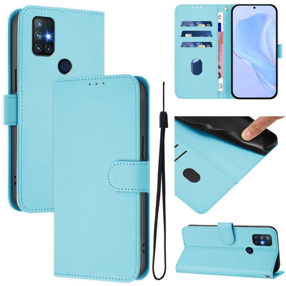 Skin Feel Solid Color Leather Phone Case with Lanyard, For OnePlus Nord N10 5G