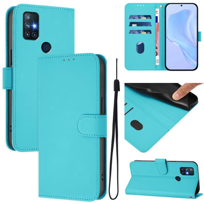 Skin Feel Solid Color Leather Phone Case with Lanyard, For OnePlus Nord N10 5G
