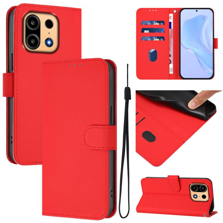 Skin Feel Solid Color Leather Phone Case with Lanyard, For OnePlus Turbo 6X Pro 5G