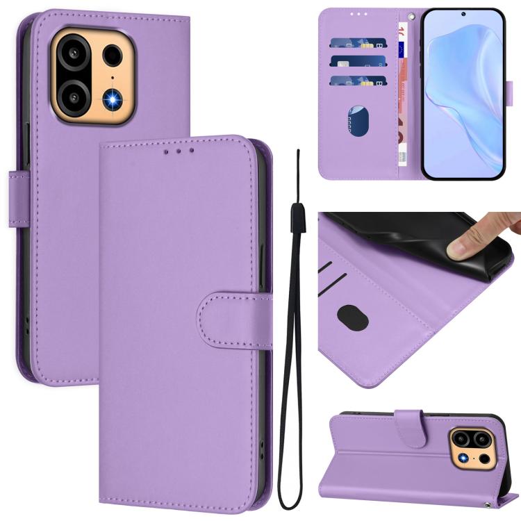 Skin Feel Solid Color Leather Phone Case with Lanyard, For OnePlus Turbo 6X Pro 5G