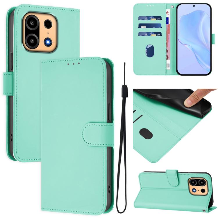 Skin Feel Solid Color Leather Phone Case with Lanyard, For OnePlus Turbo 6X Pro 5G