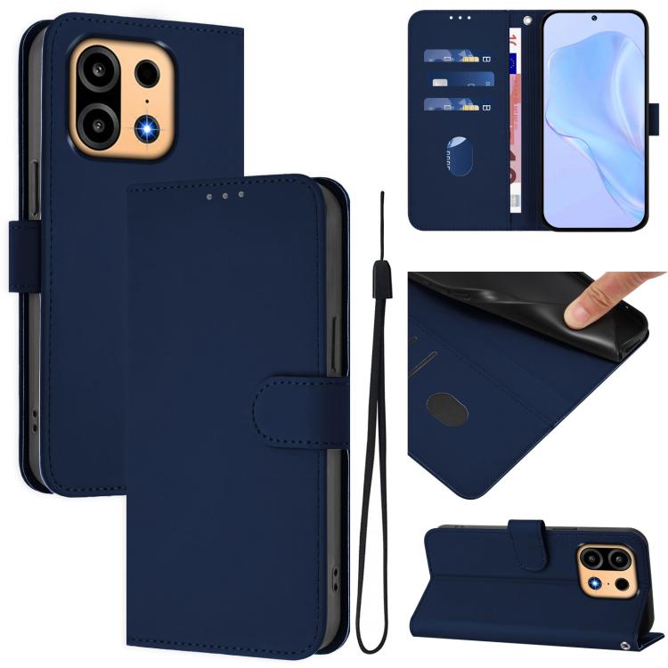 Skin Feel Solid Color Leather Phone Case with Lanyard, For OnePlus Turbo 6X Pro 5G