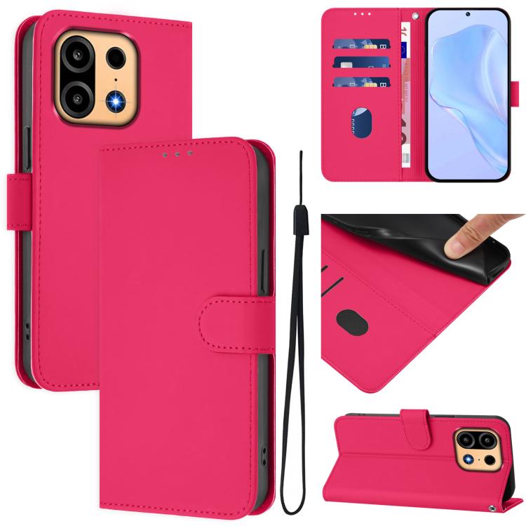 Skin Feel Solid Color Leather Phone Case with Lanyard, For OnePlus Turbo 6X Pro 5G