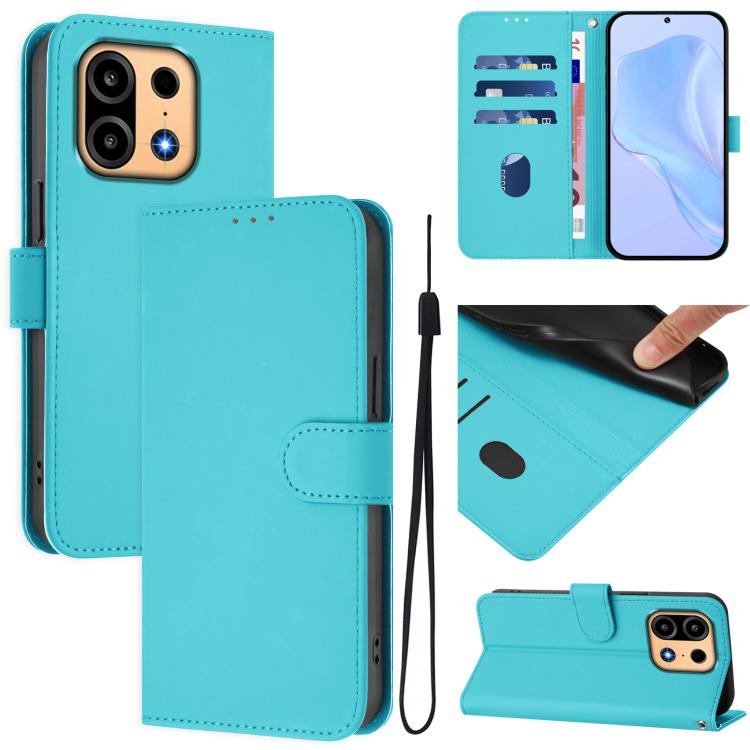 Skin Feel Solid Color Leather Phone Case with Lanyard, For OnePlus Turbo 6X Pro 5G