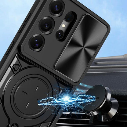 CD Texture Sliding Camshield Magnetic Holder Phone Case, For Samsung Galaxy S26 Ultra 5G, For Samsung Galaxy S25 Edge 5G, For Samsung Galaxy S25 5G, For Samsung Galaxy S25+ 5G