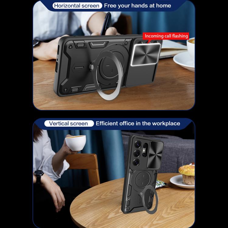 CD Texture Sliding Camshield Magnetic Holder Phone Case, For Samsung Galaxy S26 Ultra 5G, For Samsung Galaxy S25 Edge 5G, For Samsung Galaxy S25 5G, For Samsung Galaxy S25+ 5G