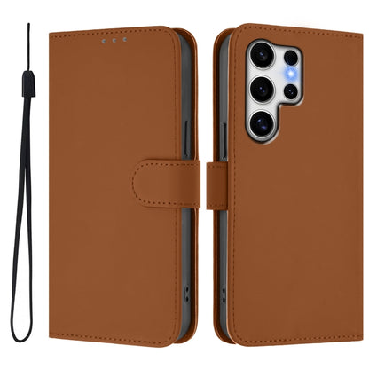 Skin Feel Solid Color Leather Phone Case with Lanyard, For Samsung Galaxy S25 Ultra 5G