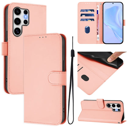 Skin Feel Solid Color Leather Phone Case with Lanyard, For Samsung Galaxy S25 Ultra 5G