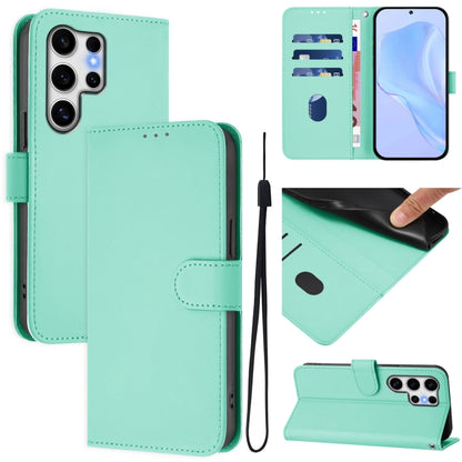 Skin Feel Solid Color Leather Phone Case with Lanyard, For Samsung Galaxy S25 Ultra 5G