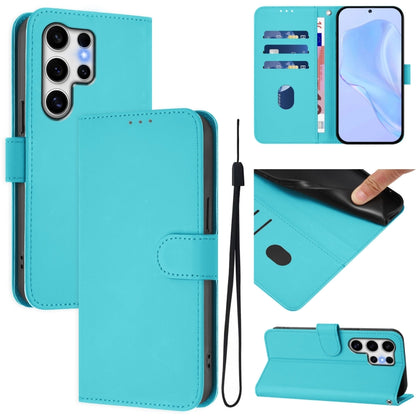 Skin Feel Solid Color Leather Phone Case with Lanyard, For Samsung Galaxy S25 Ultra 5G