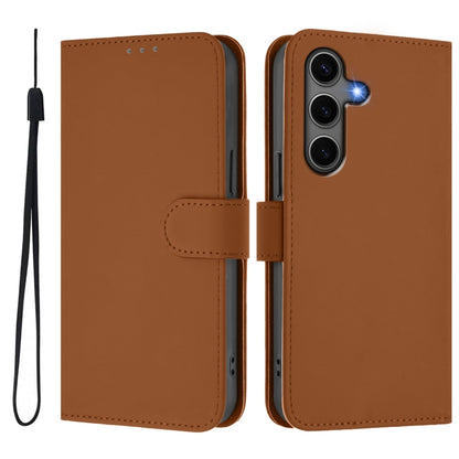 Skin Feel Solid Color Leather Phone Case with Lanyard, For Samsung Galaxy S25+ 5G