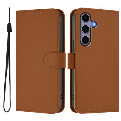 Skin Feel Solid Color Leather Phone Case with Lanyard, For Samsung Galaxy S25 5G