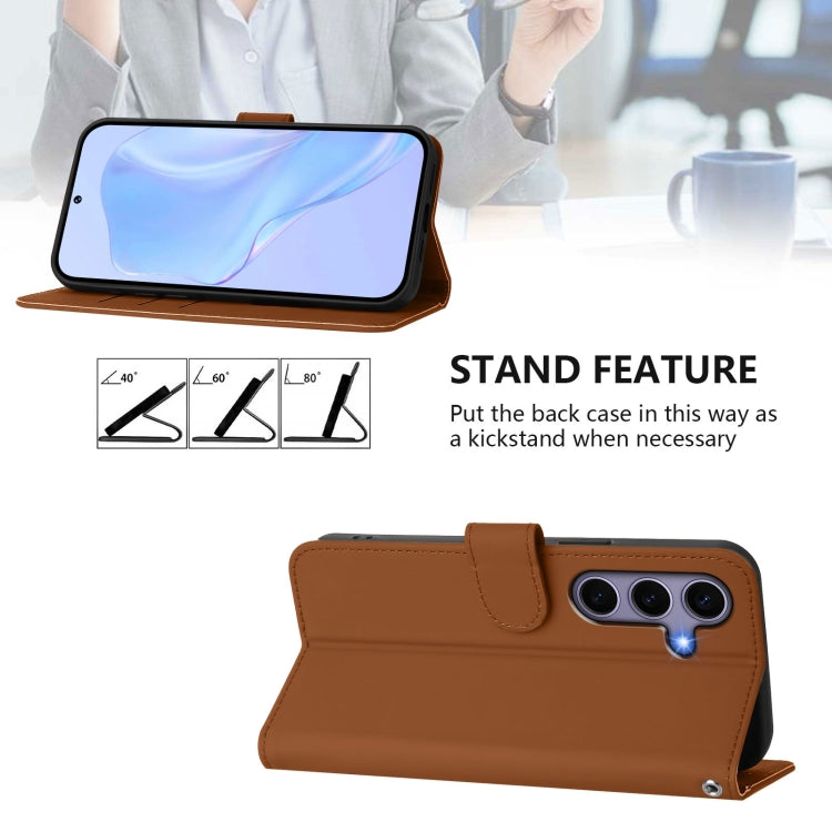 Skin Feel Solid Color Leather Phone Case with Lanyard, For Samsung Galaxy S25 5G