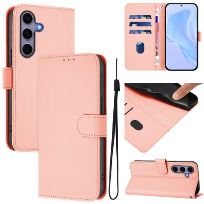Skin Feel Solid Color Leather Phone Case with Lanyard, For Samsung Galaxy S25 5G