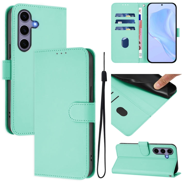 Skin Feel Solid Color Leather Phone Case with Lanyard, For Samsung Galaxy S25 5G