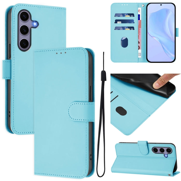 Skin Feel Solid Color Leather Phone Case with Lanyard, For Samsung Galaxy S25 5G