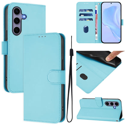 Skin Feel Solid Color Leather Phone Case with Lanyard, For Samsung Galaxy S25 5G