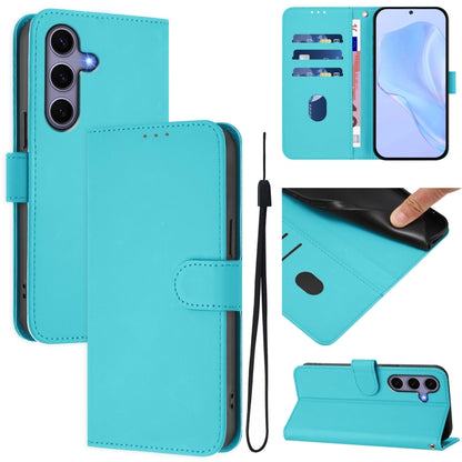 Skin Feel Solid Color Leather Phone Case with Lanyard, For Samsung Galaxy S25 5G