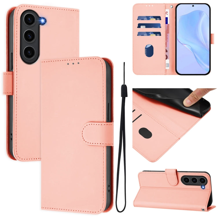 Skin Feel Solid Color Leather Phone Case with Lanyard, For Samsung Galaxy S23 FE 5G