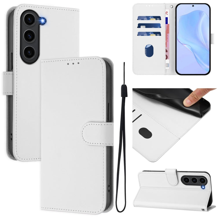 Skin Feel Solid Color Leather Phone Case with Lanyard, For Samsung Galaxy S23 FE 5G