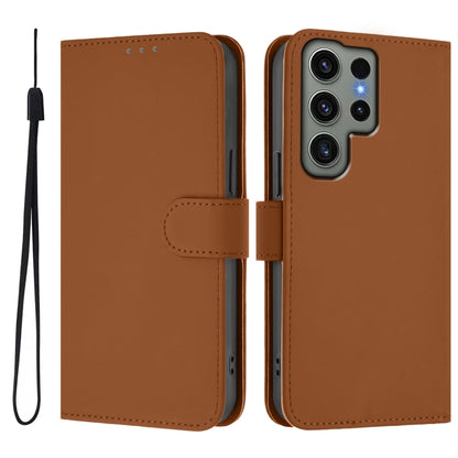 Skin Feel Solid Color Leather Phone Case with Lanyard, For Samsung Galaxy S23 Ultra 5G