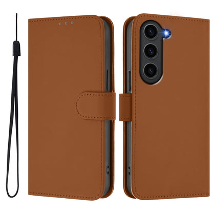 Skin Feel Solid Color Leather Phone Case with Lanyard, For Samsung Galaxy S23+ 5G