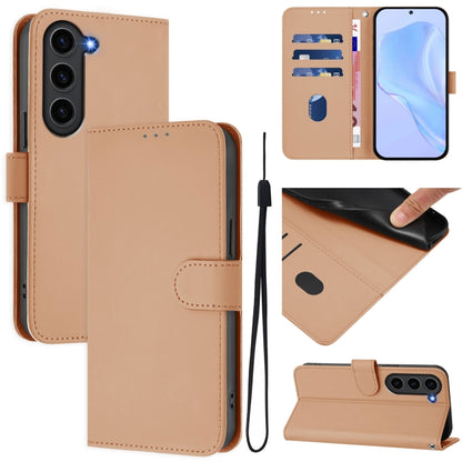 Skin Feel Solid Color Leather Phone Case with Lanyard, For Samsung Galaxy S23+ 5G