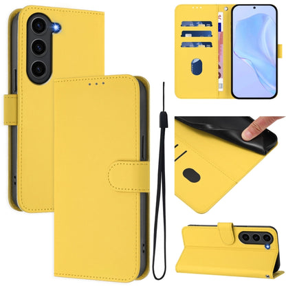 Skin Feel Solid Color Leather Phone Case with Lanyard, For Samsung Galaxy S23+ 5G