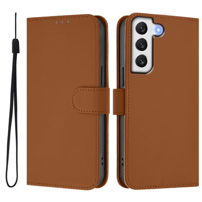 Skin Feel Solid Color Leather Phone Case with Lanyard, For Samsung Galaxy S22+ 5G