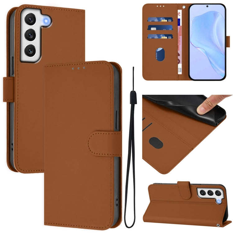 Skin Feel Solid Color Leather Phone Case with Lanyard, For Samsung Galaxy S21 FE 5G