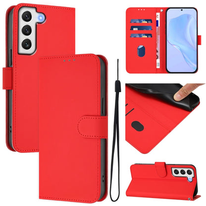 Skin Feel Solid Color Leather Phone Case with Lanyard, For Samsung Galaxy S21 FE 5G