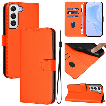 Skin Feel Solid Color Leather Phone Case with Lanyard, For Samsung Galaxy S21 FE 5G