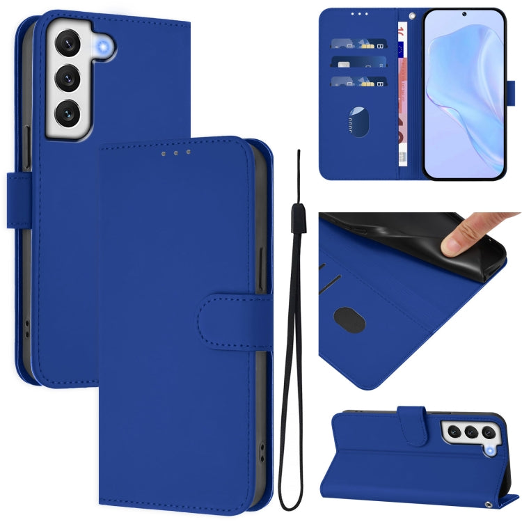 Skin Feel Solid Color Leather Phone Case with Lanyard, For Samsung Galaxy S21 FE 5G