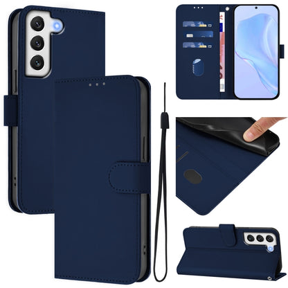 Skin Feel Solid Color Leather Phone Case with Lanyard, For Samsung Galaxy S21 FE 5G