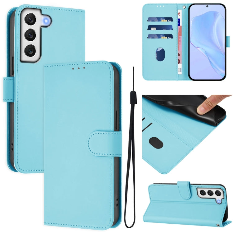 Skin Feel Solid Color Leather Phone Case with Lanyard, For Samsung Galaxy S21 FE 5G