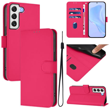 Skin Feel Solid Color Leather Phone Case with Lanyard, For Samsung Galaxy S21 FE 5G