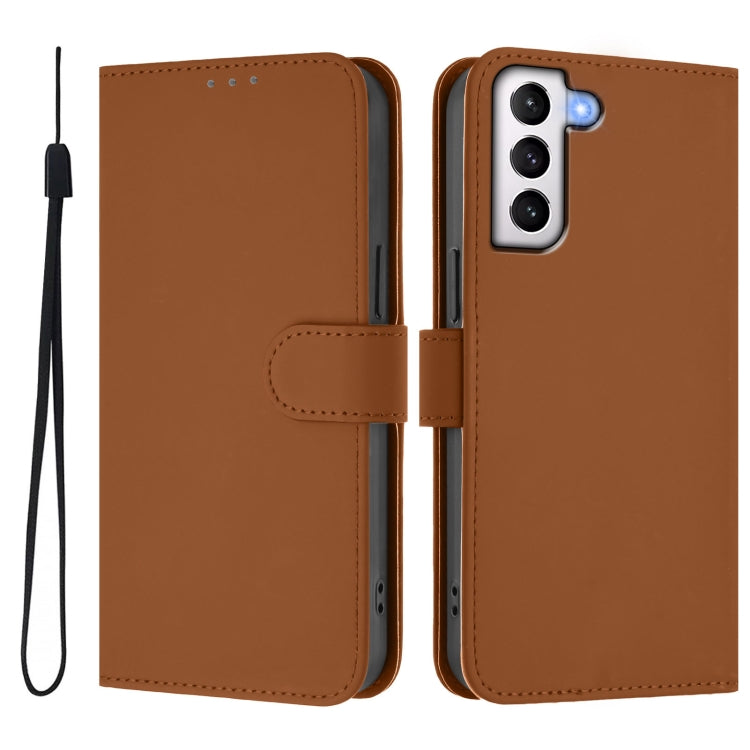 Skin Feel Solid Color Leather Phone Case with Lanyard, For Samsung Galaxy S21+ 5G