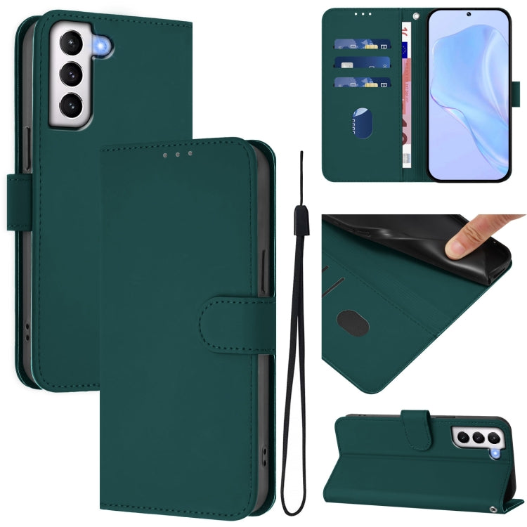 Skin Feel Solid Color Leather Phone Case with Lanyard, For Samsung Galaxy S21+ 5G