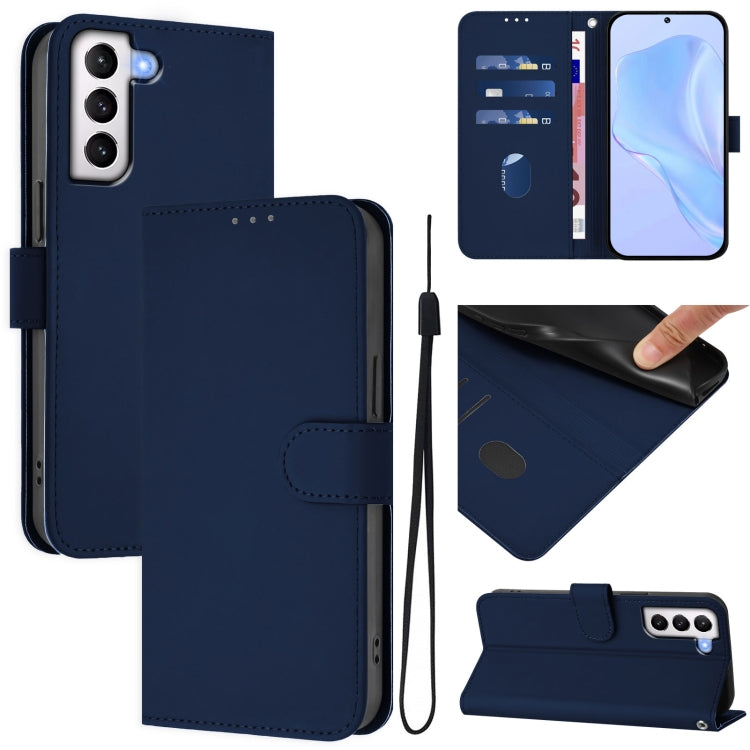 Skin Feel Solid Color Leather Phone Case with Lanyard, For Samsung Galaxy S21+ 5G